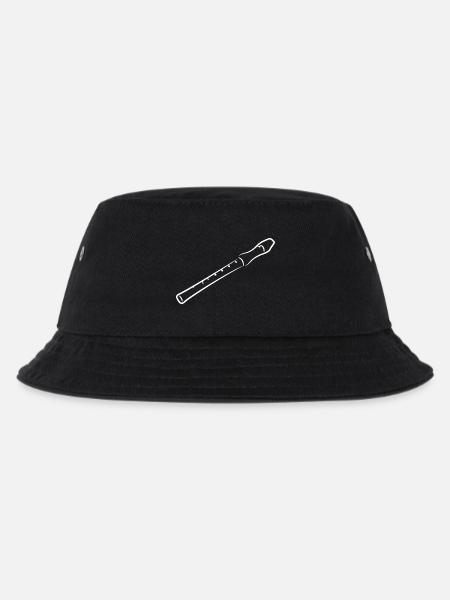 Flöte Skizze - Kinder Bucket Hat - Schwarz