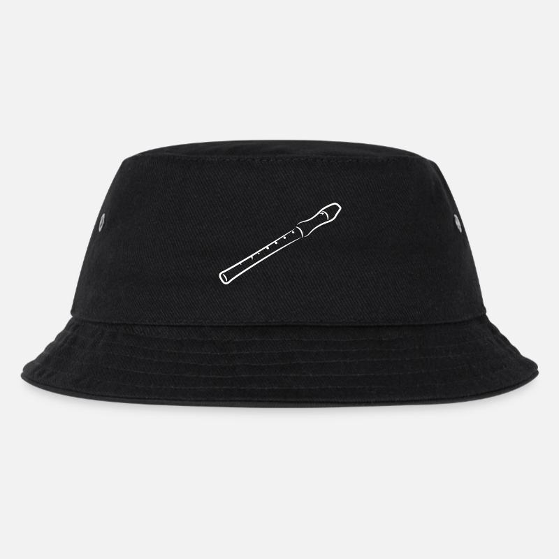 Flöte Skizze - Kinder Bucket Hat - Schwarz