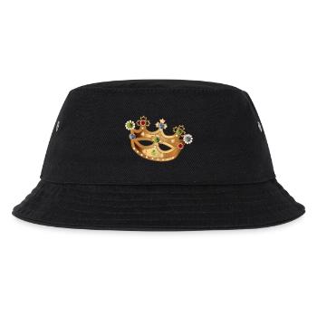 goldfarbene Krone mit Edelsteinen und Perlen - Kinder Bucket Hat - Schwarz - Vorne