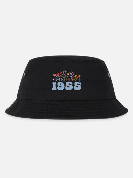 1955 Blumenmuster 1955 Blumen-thema Blumen 1955 - Kinder Bucket Hat - Schwarz