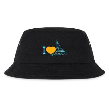 I love Sailing Sail Heart Symbol Sailing Crew Logo - Kids’ Bucket Hat - black - Front