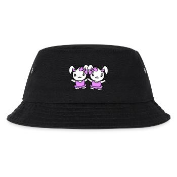 2 Bunnies Girl Pretty Bow Woman Bunny Small - Kids’ Bucket Hat - black - Front
