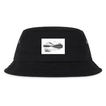 Bergpanorama hinter See - Kinder Bucket Hat - Schwarz - Vorne