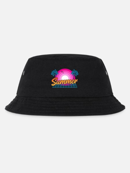 Strand Warmes Wetter 80er/90er Sommer Sonne - Kinder Bucket Hat - Schwarz