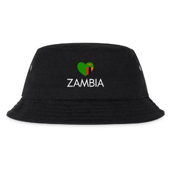 Herz mit sambischer Flagge, ich liebe Sambia - Kinder Bucket Hat - Schwarz - Vorne