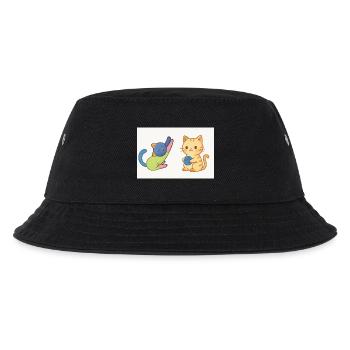 Verspieltes Duo aus Kätzchen und Garn - Kinder Bucket Hat - Schwarz - Vorne