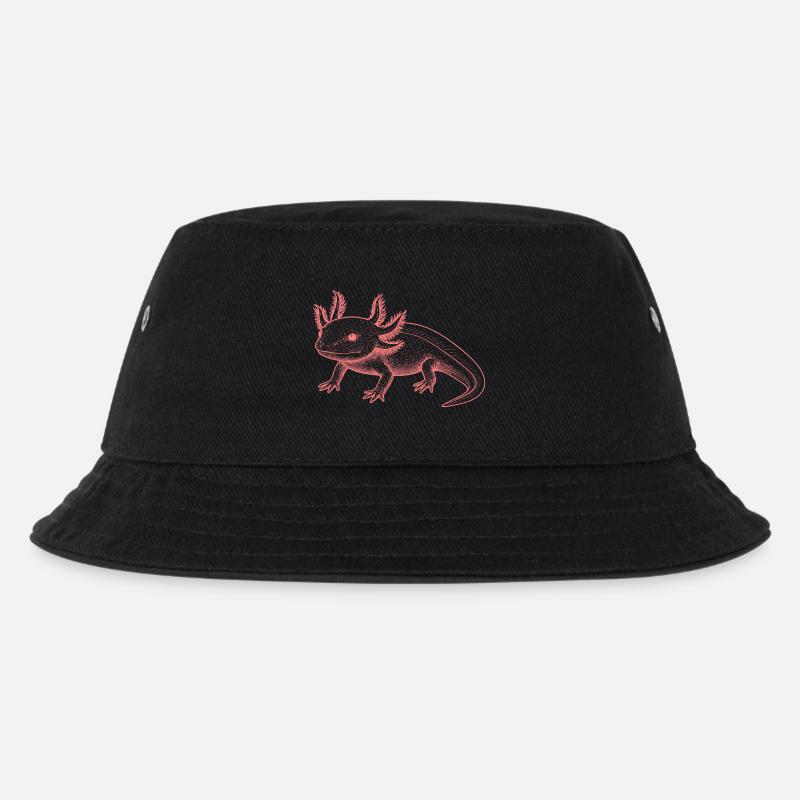 Axolotl Linenstil – rosa - Kinder Bucket Hat - Schwarz
