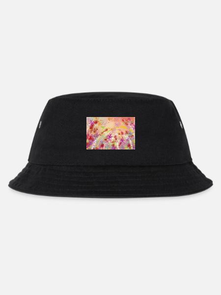 Pastellblüten Farbwirbel Muster - Kinder Bucket Hat - Schwarz