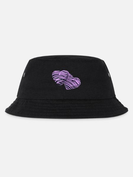 Pink Hearts on Black - Kids’ Bucket Hat - black