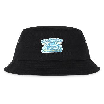 Ohne Angel? Ohne mich! Fischspruch - Kinder Bucket Hat - Schwarz - Vorne