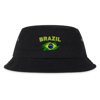 Brasilien Flagge Brasilien Kinder Damen Herren Retro Brasilien - Kinder Bucket Hat - Schwarz - Vorne