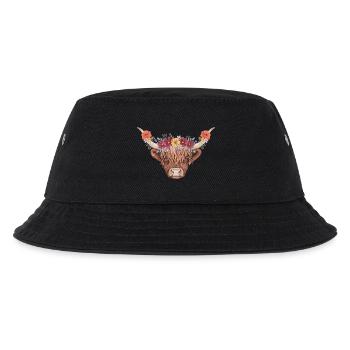 Blumenkrone Hochlandrind - Kinder Bucket Hat - Schwarz - Vorne