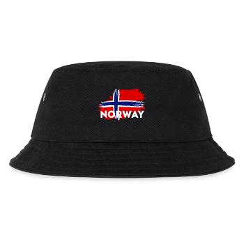 Pinselstrich-Thema der norwegischen Flagge - Kinder Bucket Hat - Schwarz - Vorne