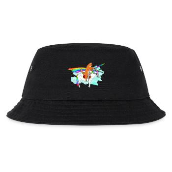 Rainbow Ride: Cat on Unicorn Horse - Kids’ Bucket Hat - black - Front