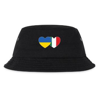 Ukraine Italien Herz Flagge - Kinder Bucket Hat - Schwarz - Vorne