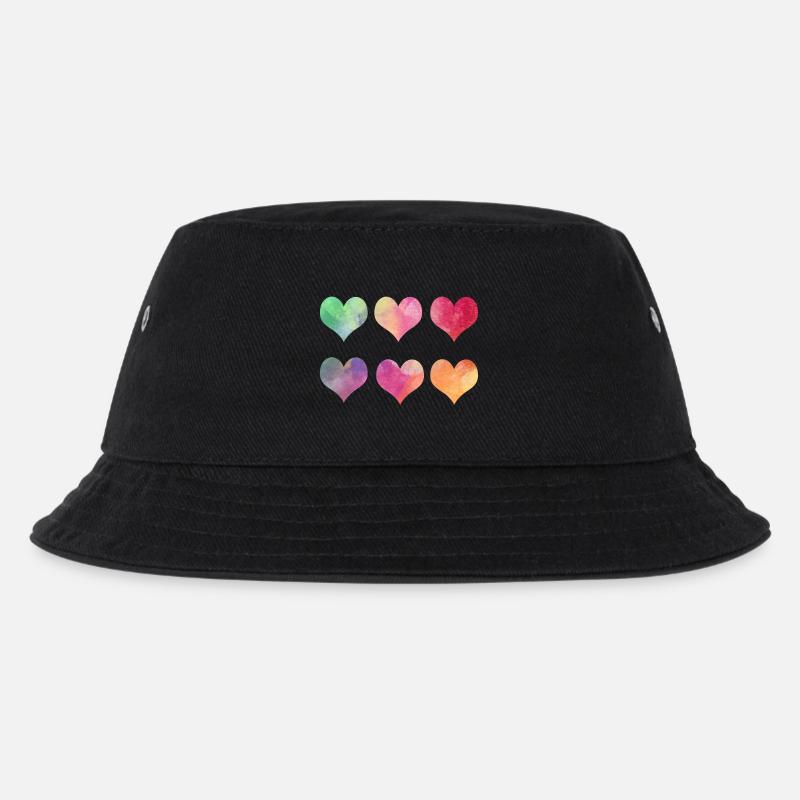 Bunte Herzen - Regenbogen Herzen Valentinstag - Kinder Bucket Hat - Schwarz
