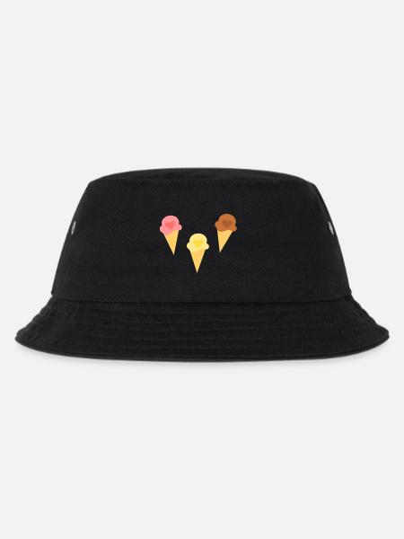 Eis Herz Eiscreme Erdbeereis Vanilleeis Schokoeis - Kinder Bucket Hat - Schwarz