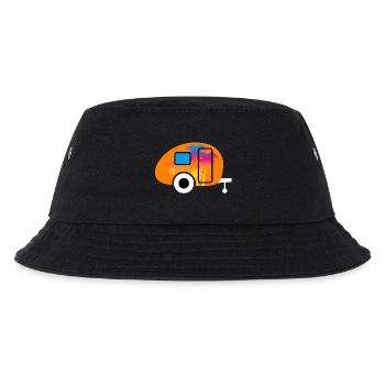 Caravan Wohnwagen Palmen Verlauf Camper Sommer Fun - Kinder Bucket Hat - Schwarz - Vorne
