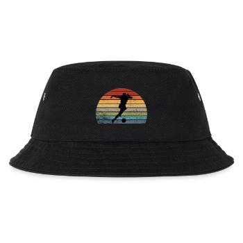 Fußballer Retro Sonnenuntergang - Kinder Bucket Hat - Schwarz - Vorne