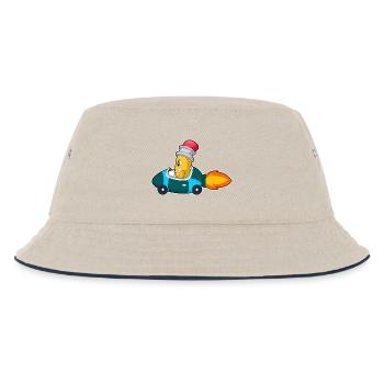 Bleistift Auto - Kinder Bucket Hat - Natur/Navy - Vorne