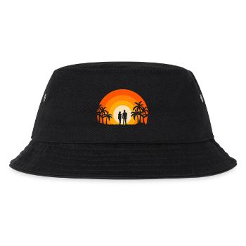 Sommer Sonnenuntergang Palme Strand Ozean Paradies Liebe - Kinder Bucket Hat - Schwarz - Vorne