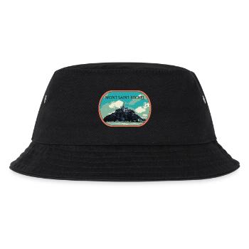 Illustration in Blau und Grün des Mont Saint Michel - Kinder Bucket Hat - Schwarz - Vorne