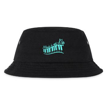 Music is my Life Text Keyboard Piano Love Party - Kinder Bucket Hat - Schwarz - Vorne