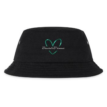 Brautjungfer mit glitzerndem grünem Herz - Kinder Bucket Hat - Schwarz - Vorne