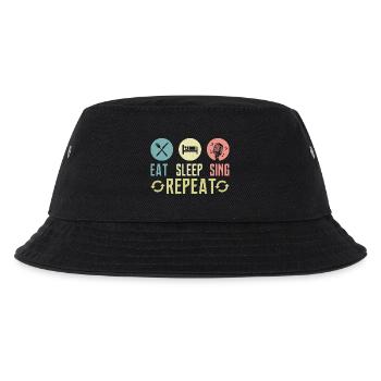 Eat Sleep Sing Repeat Singer Singing - Kinder Bucket Hat - Schwarz - Vorne