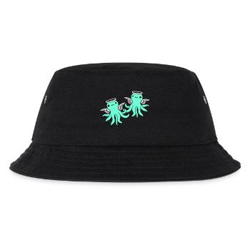 2 Oktopus Engel Team Freunde Flügel Heiligenschein - Kinder Bucket Hat - Schwarz - Vorne