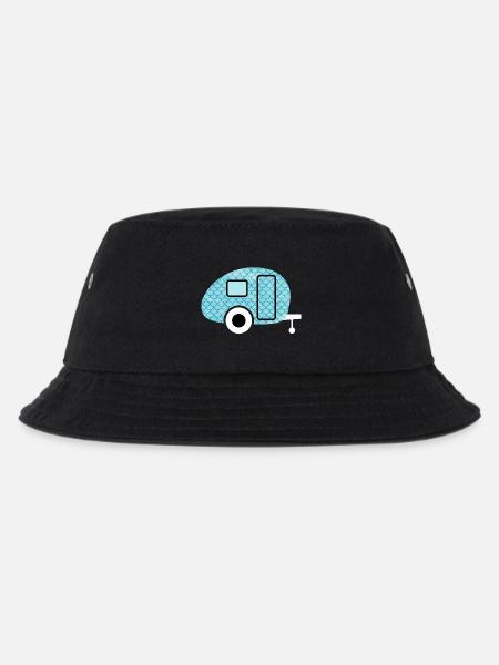 Caravan Fisch Camping Wohnwagen Schuppen Muster - Kinder Bucket Hat - Schwarz