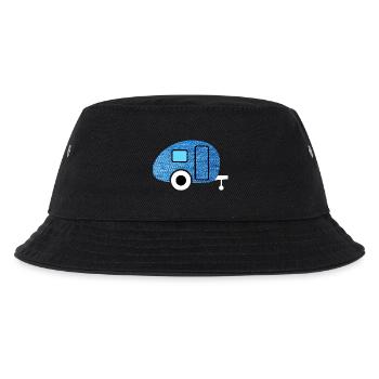 Caravan Wohnwagen Jeans Camper Stoff Retro Vintage - Kinder Bucket Hat - Schwarz - Vorne