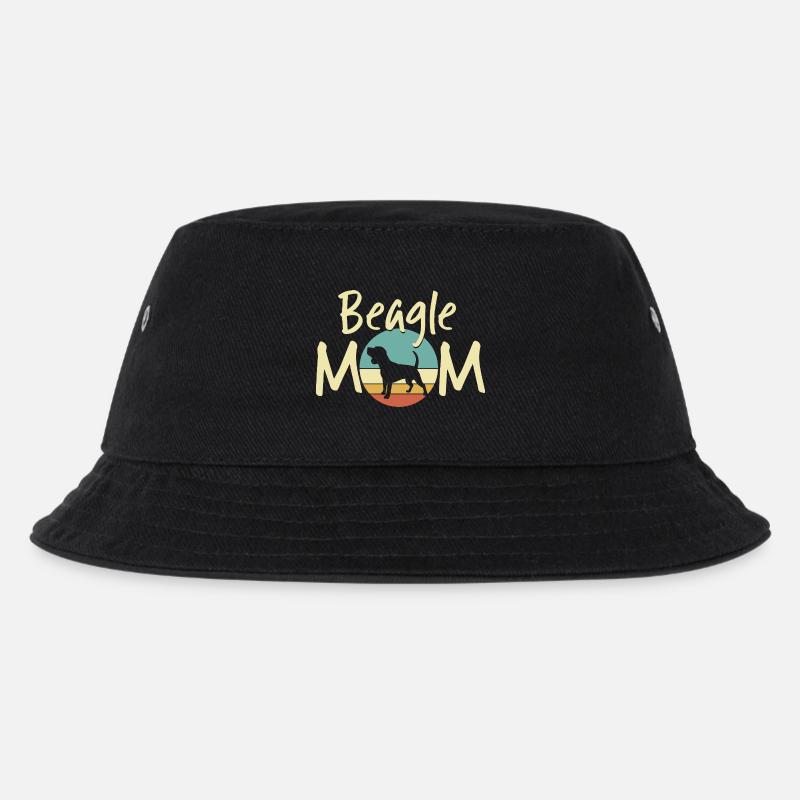Beagle Mom Retro Sunset Design - Dog Lover Gift - Kids’ Bucket Hat - black