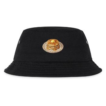 Bestickte Pfannkuchen – gemütliches Fooddesign - Kinder Bucket Hat - Schwarz - Vorne