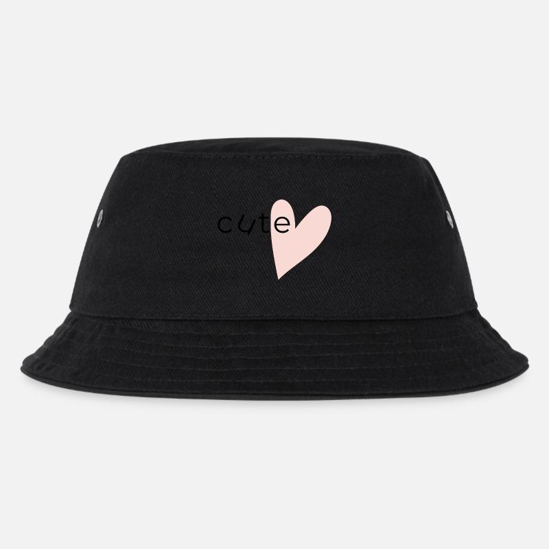 E-Herz Minimal - Cute - Kinder Bucket Hat - Schwarz