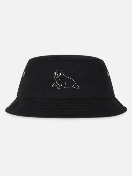 Robbe weiß Seehund - Kinder Bucket Hat - Schwarz