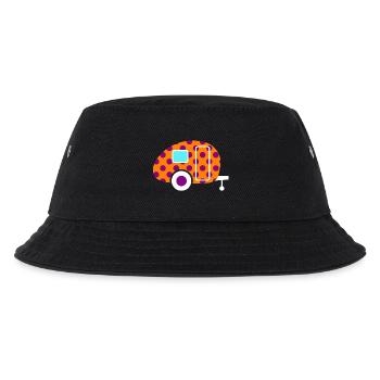 Caravan Wohnwagen Dots Punkte orange 50er Retro - Kinder Bucket Hat - Schwarz - Vorne