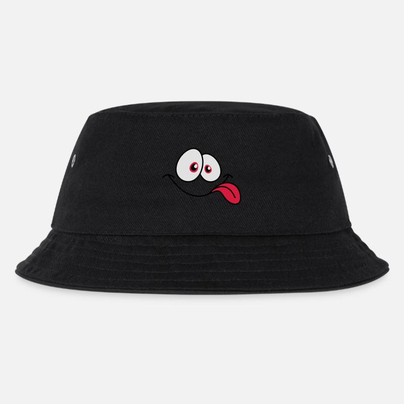 Lächelndes Comic Gesicht Cool Zunge Rausstrecken - Kinder Bucket Hat - Schwarz