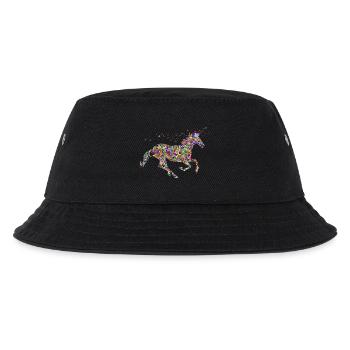 buntes mythisches springendes glitzer Einhorn - Kinder Bucket Hat - Schwarz - Vorne