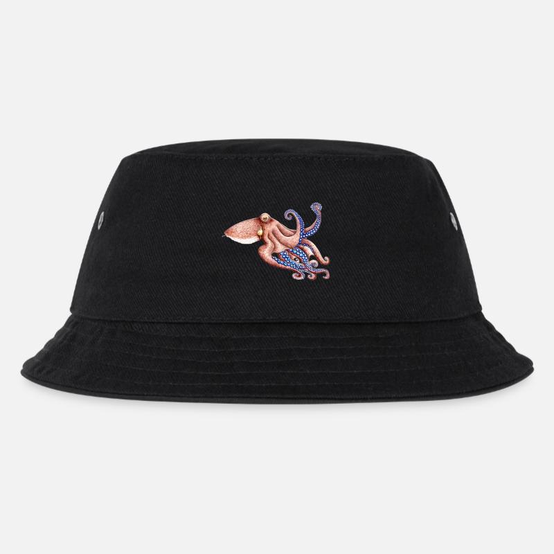 Blaue Krake - Blau Krake - Poulpe bleu - Kinder Bucket Hat - Schwarz