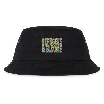 refugees welcome und viele bunte schmetterlinge - Kinder Bucket Hat - Schwarz - Vorne