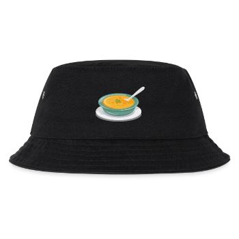 Gemüsesuppe in einem Teller mit einem Löffel - Kinder Bucket Hat - Schwarz - Vorne