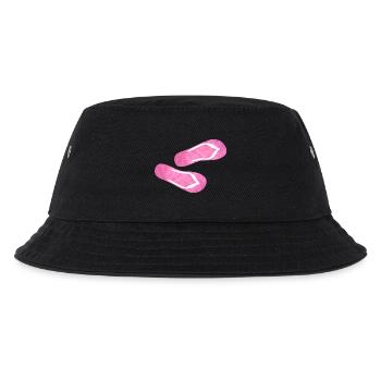 Flip Flop Latschen Plüsch Fell flauschig rosa pink - Kinder Bucket Hat - Schwarz - Vorne