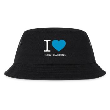 I LOVE SNOWBOARDING - Kinder Bucket Hat - Schwarz - Vorne