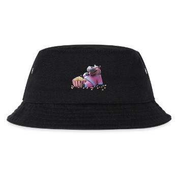 Nilpferd mit Popcorn - Kinder Bucket Hat - Schwarz - Vorne