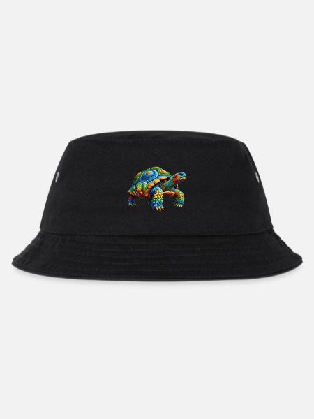 Bunte Regenbogen Schildkröte - Kinder Bucket Hat - Schwarz