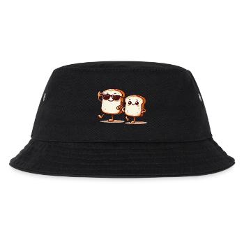 Cooles Gluten Brot Duo Cartoon Design - Kinder Bucket Hat - Schwarz - Vorne