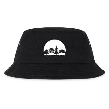 Wald Mond Mischwald Natur Eiche Buche Birke Fichte - Kinder Bucket Hat - Schwarz - Vorne