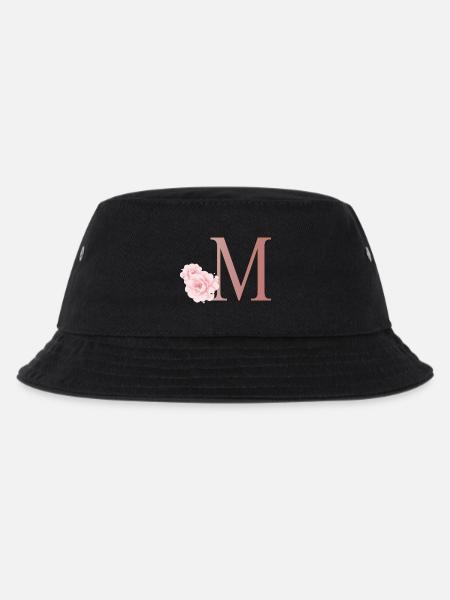Buchstabe M mit Blumen - Kinder Bucket Hat - Schwarz