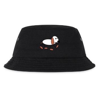 Hund Strichmännchen Geht Süß Läuft Spazieren Comic - Kinder Bucket Hat - Schwarz - Vorne